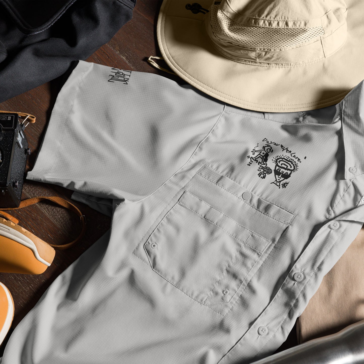 “Do You Even Care?” Short Sleeve Button Up